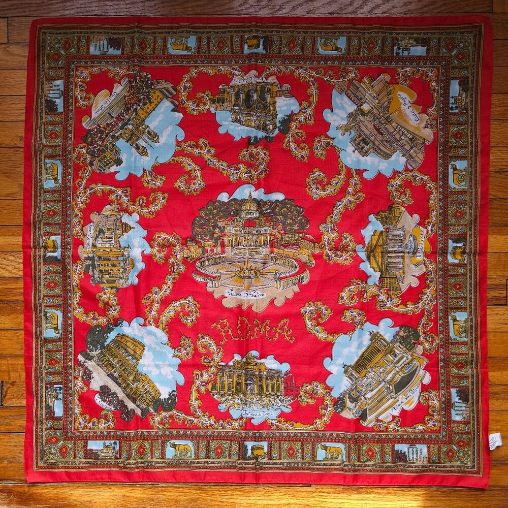 Roma/Rome Souvenir Satin Scarf Handkerchief  - Made in Italy